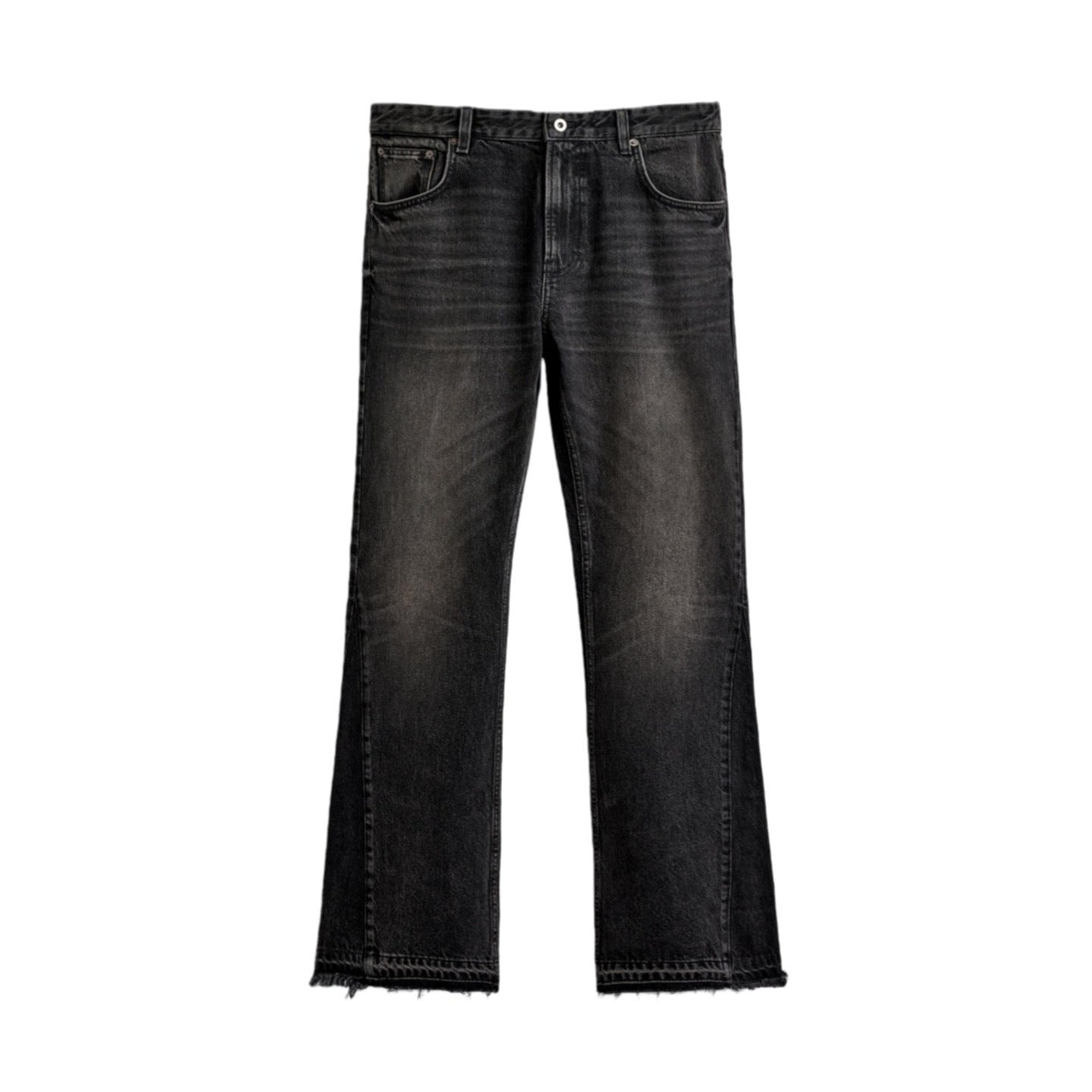 Men's wide-leg washed denim pants with a mid-rise design