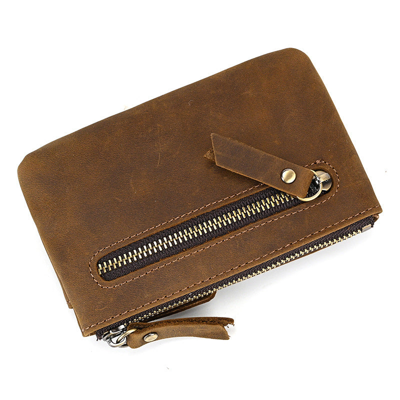 Vintage Leather Coin Purse with Key Ring