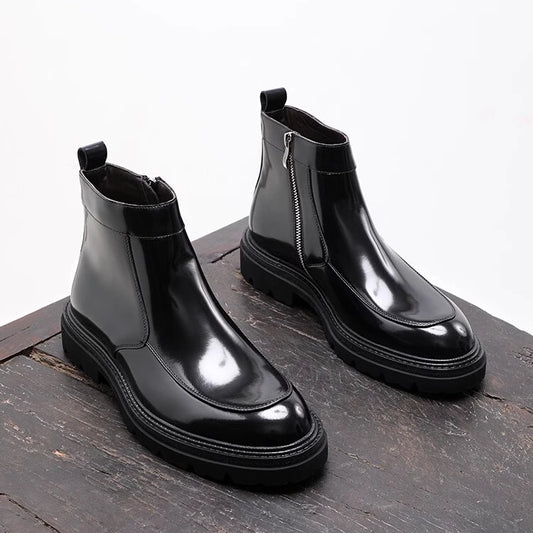 Casual high-top leather shoes