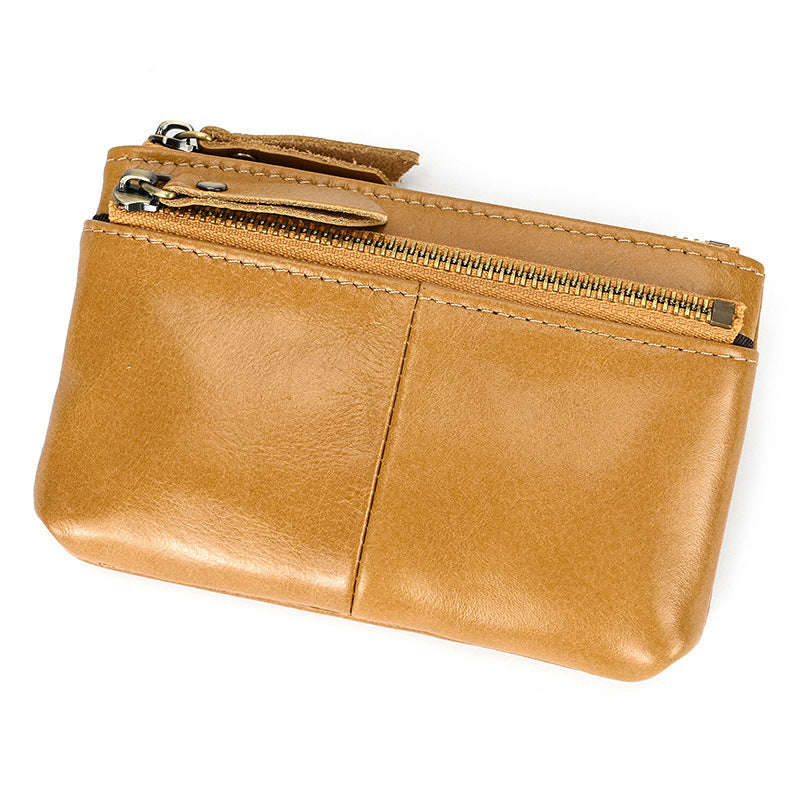 Vintage Leather Coin Purse with Key Ring