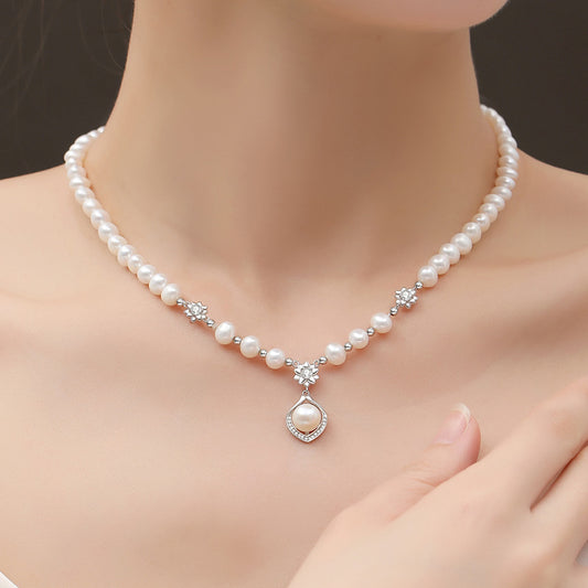 Natural Freshwater Pearl Sterling Silver Necklace