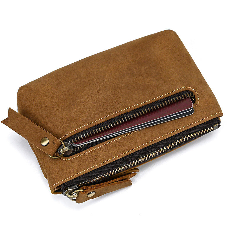 Vintage Leather Coin Purse with Key Ring