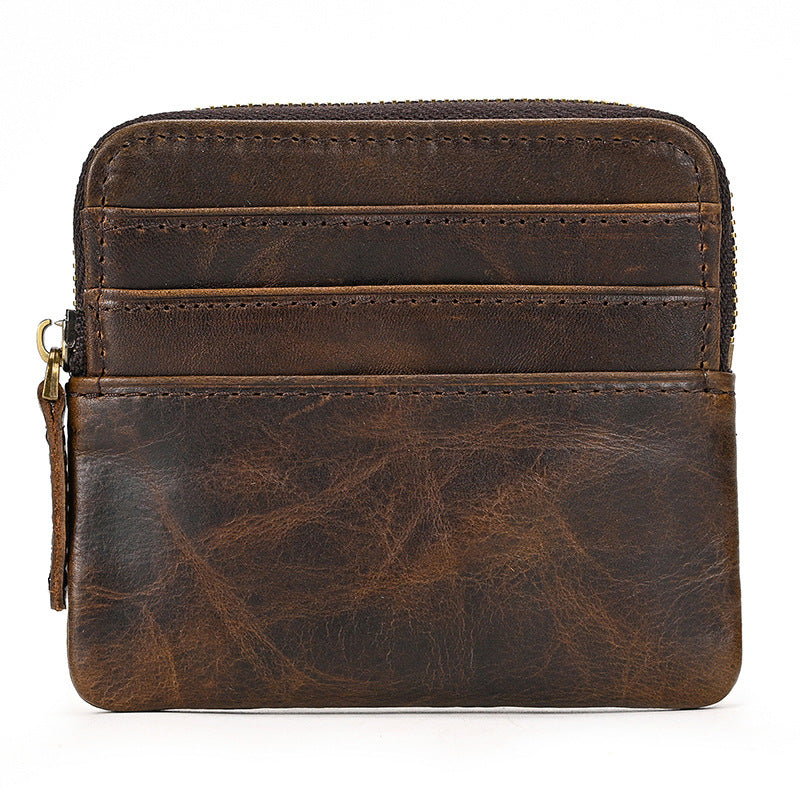 Vintage Leather Coin Purse with Key Ring